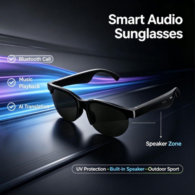 Smart Glasses Lens - 스마트 오디오 선글라스 블루투스 통화 AI
